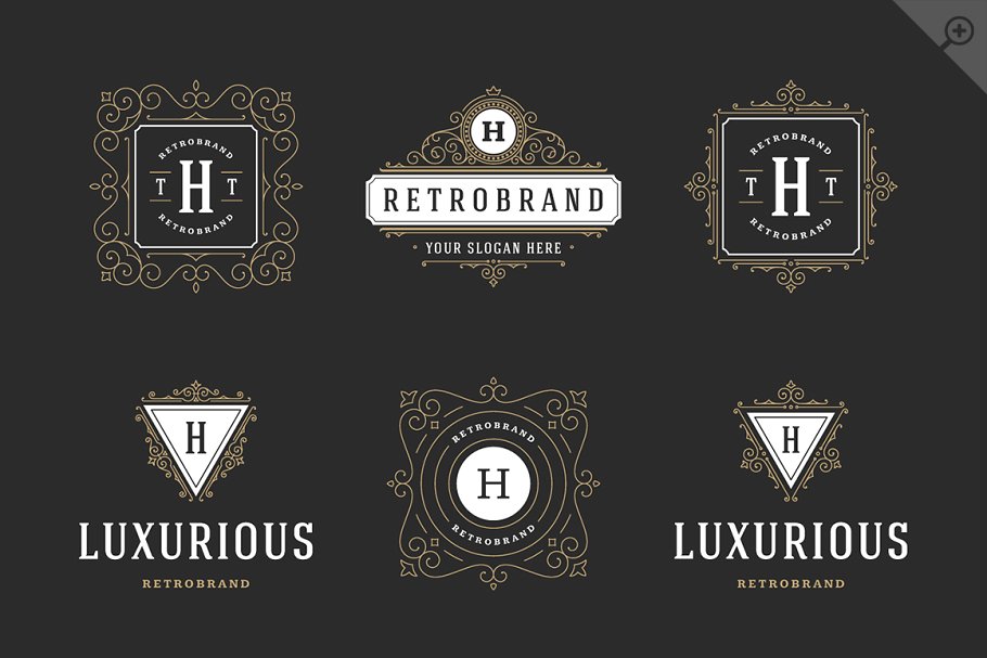 250款字母饰品组合装饰Logo模板 250 ornaments logos & monograms插图(1)