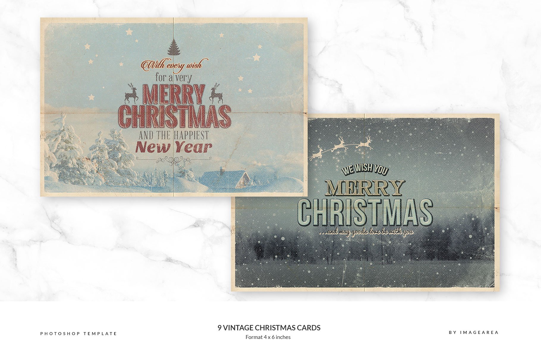 9款复古怀旧风格圣诞贺卡模板 9 Vintage Christmas Cards插图(2)