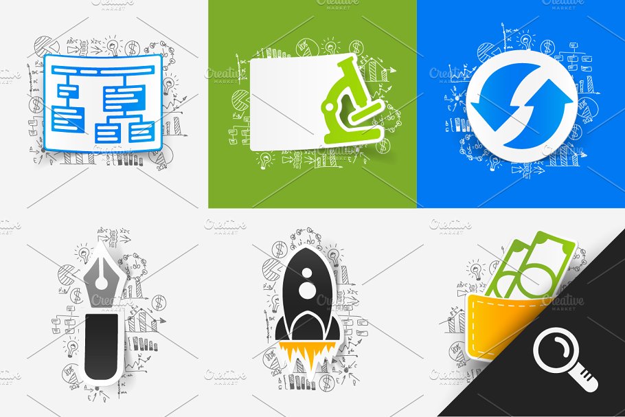 71款商务公式贴纸图案插画 71 PAPER STICKERS-business formulas插图(2)