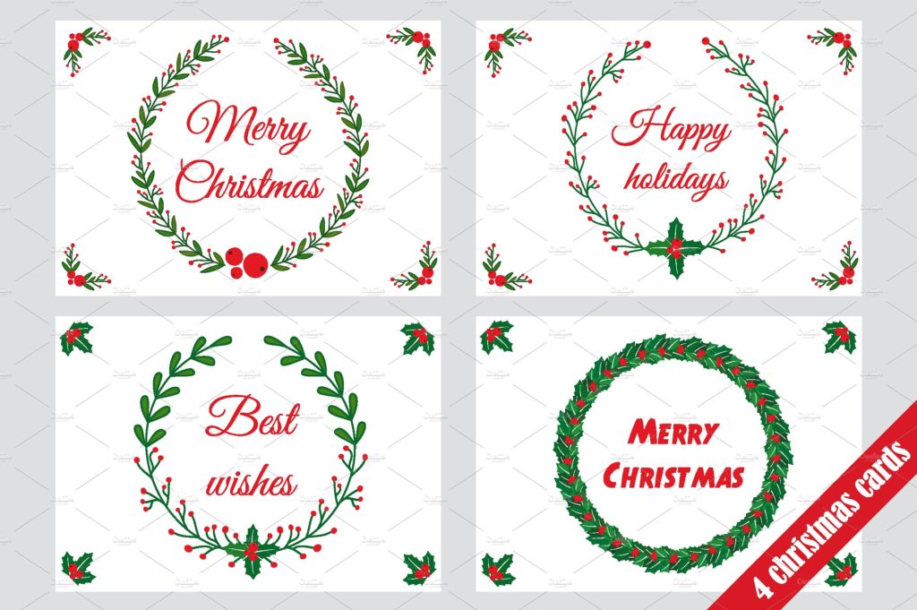 手绘无缝矢量圣诞花卉边框素材下载[eps]插图(7)