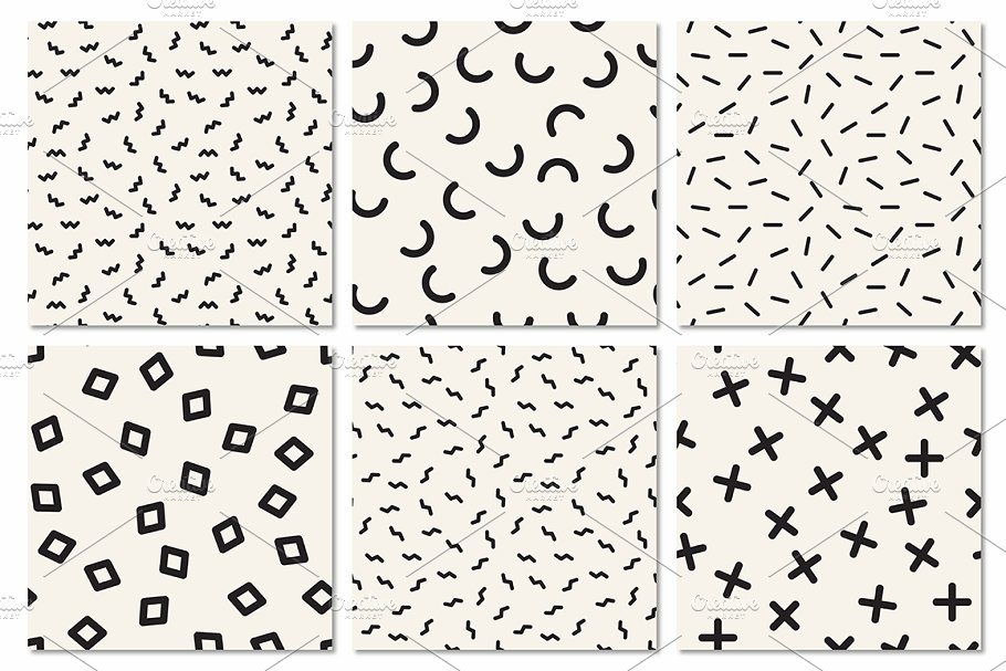 孟菲斯无缝图案纹理 Memphis Seamless Patterns插图(1)