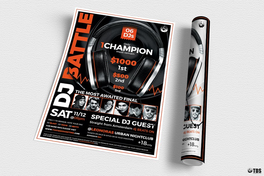 DJ对决盛典海报传单PSD模板v5 DJ Battle Flyer PSD V5插图(2)