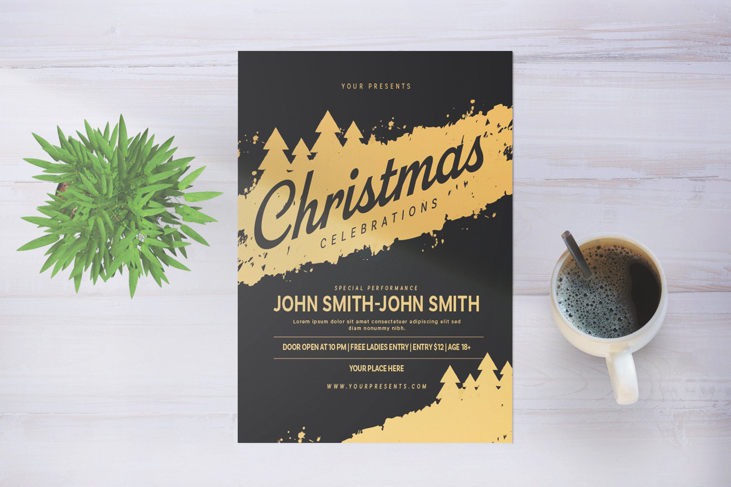 圣诞节庆祝活动创意海报传单模板 Christmas Celebrations插图