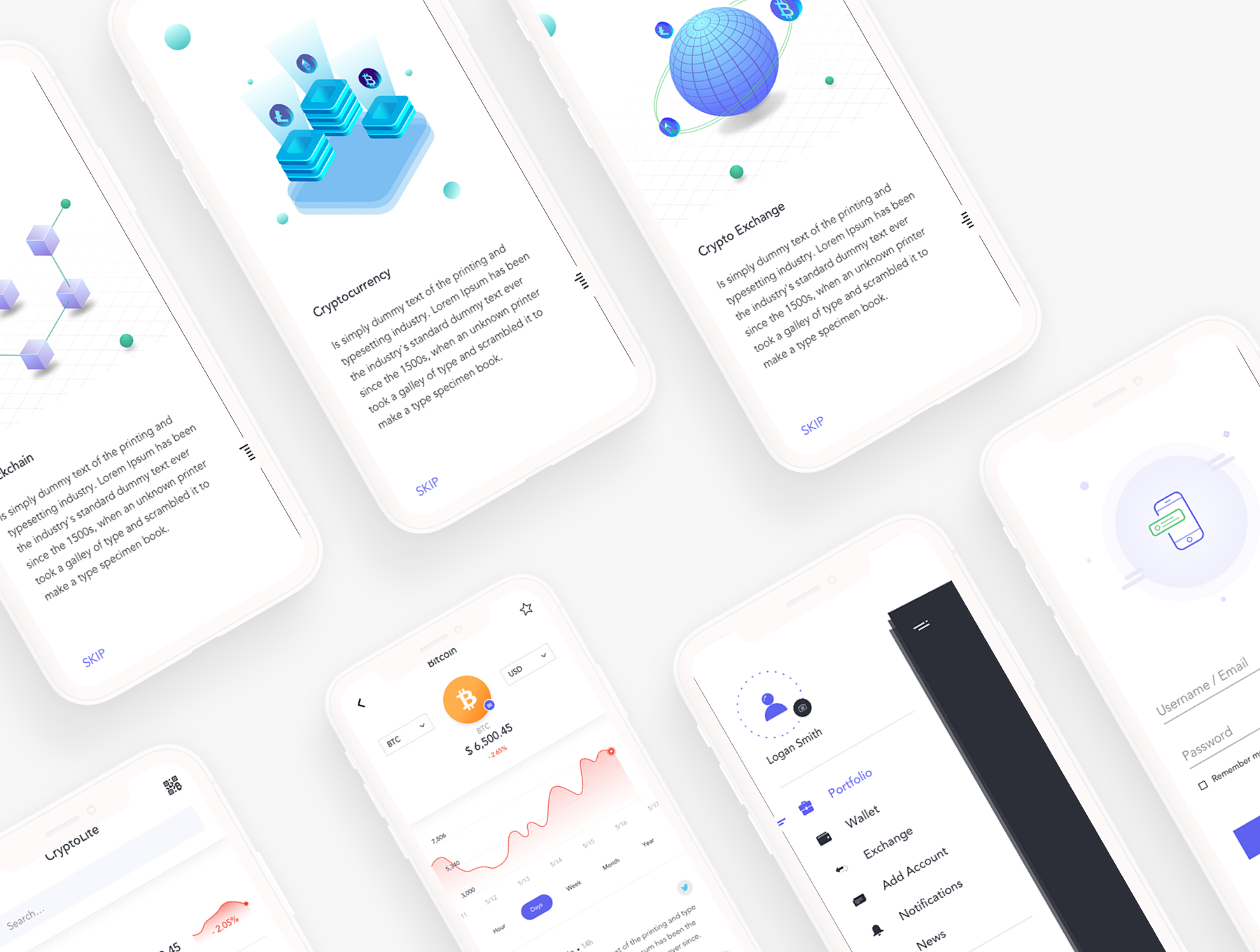 素材库下午茶：区块链简约功能APP UI套装下载插图(1)