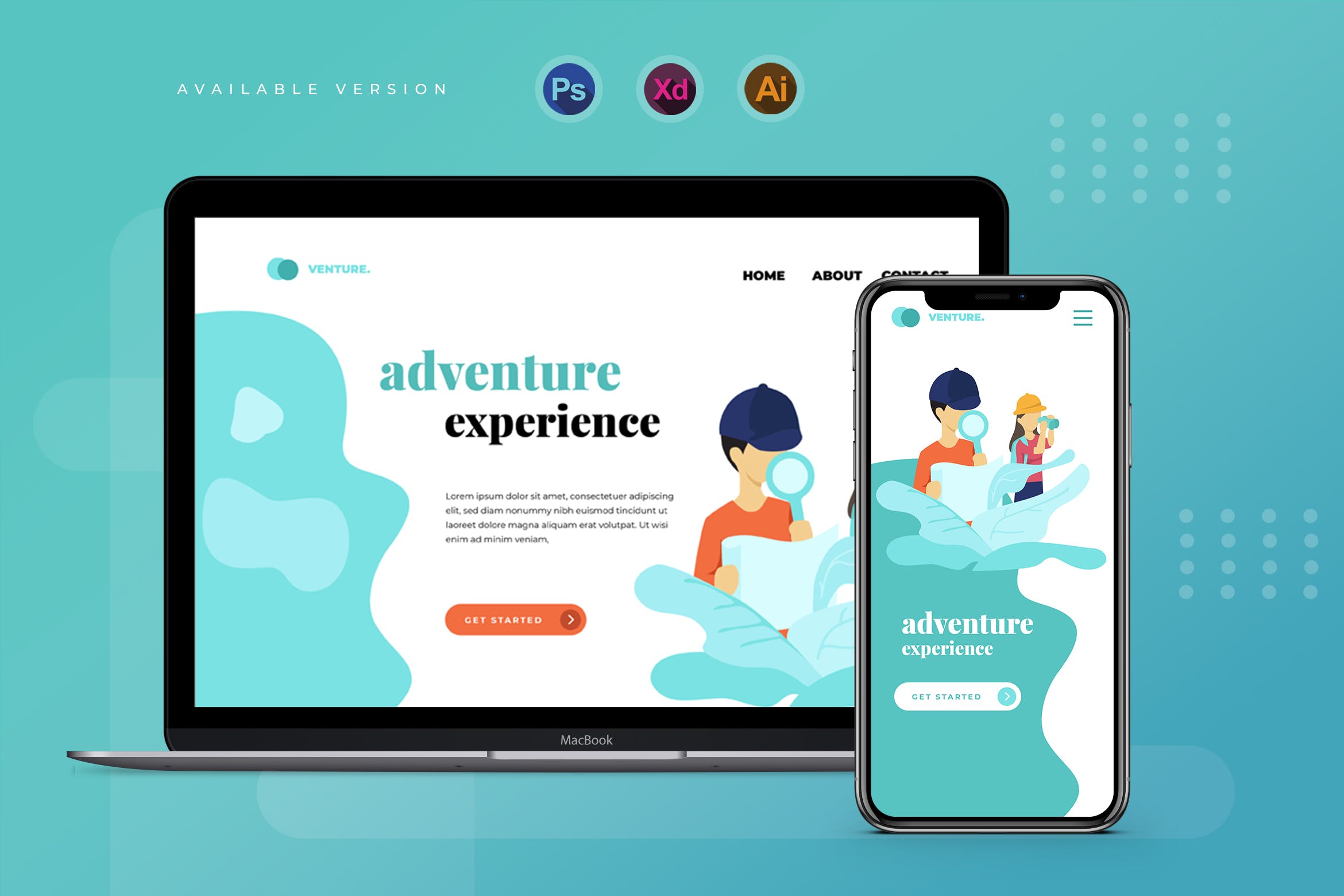 儿童冒险主题网站Banner&落地页设计素材库精选 Child Adventure – Banner & Landing Page插图