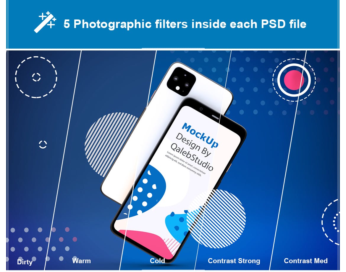 谷歌智能手机Pixel 4屏幕预览素材库精选样机模板 Abstract Pixel 4 mockup插图(1)
