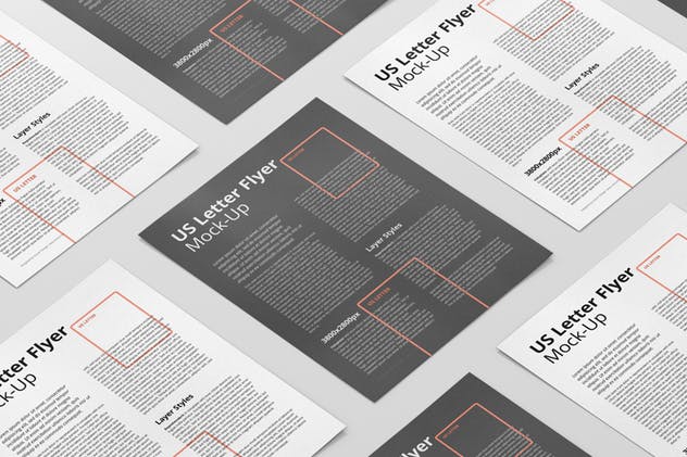 美国信纸尺寸传单设计样机模板 US Letter Flyer Mock-Up插图(5)