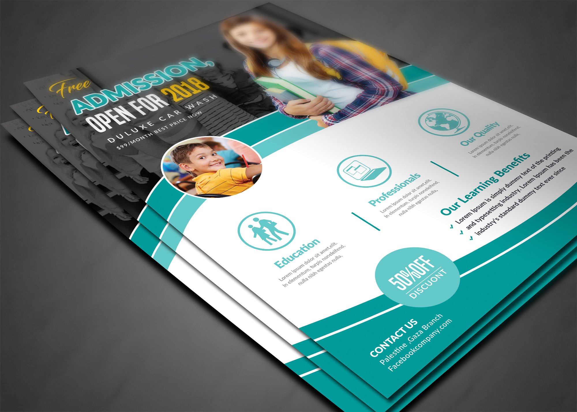 创意儿童教育宣传单设计模板 Kids Education Flyer插图(2)