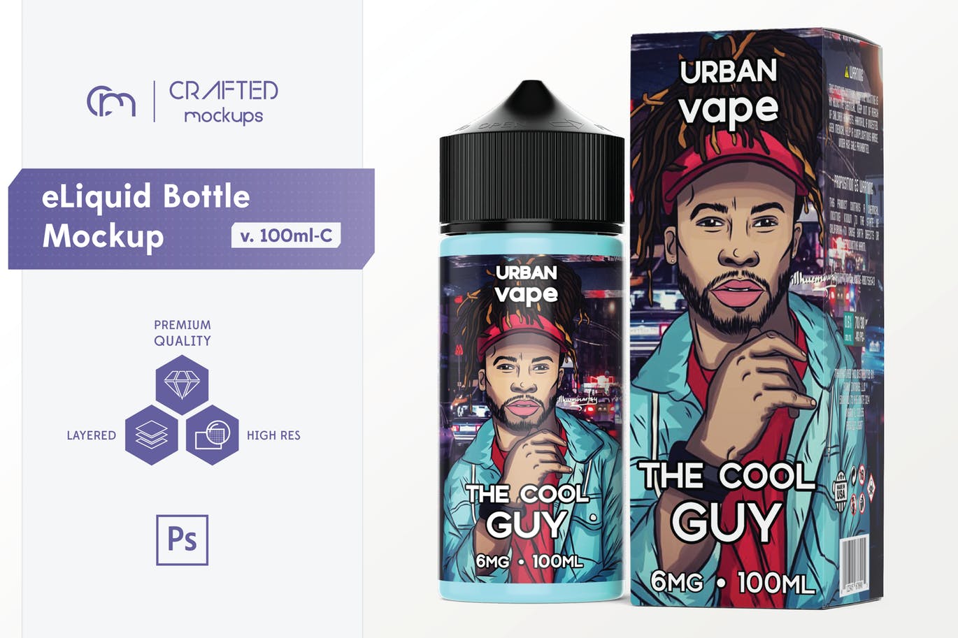 100ml电子烟油瓶外观设计预览样机 eLiquid Bottle Mockup v 100ml-C插图