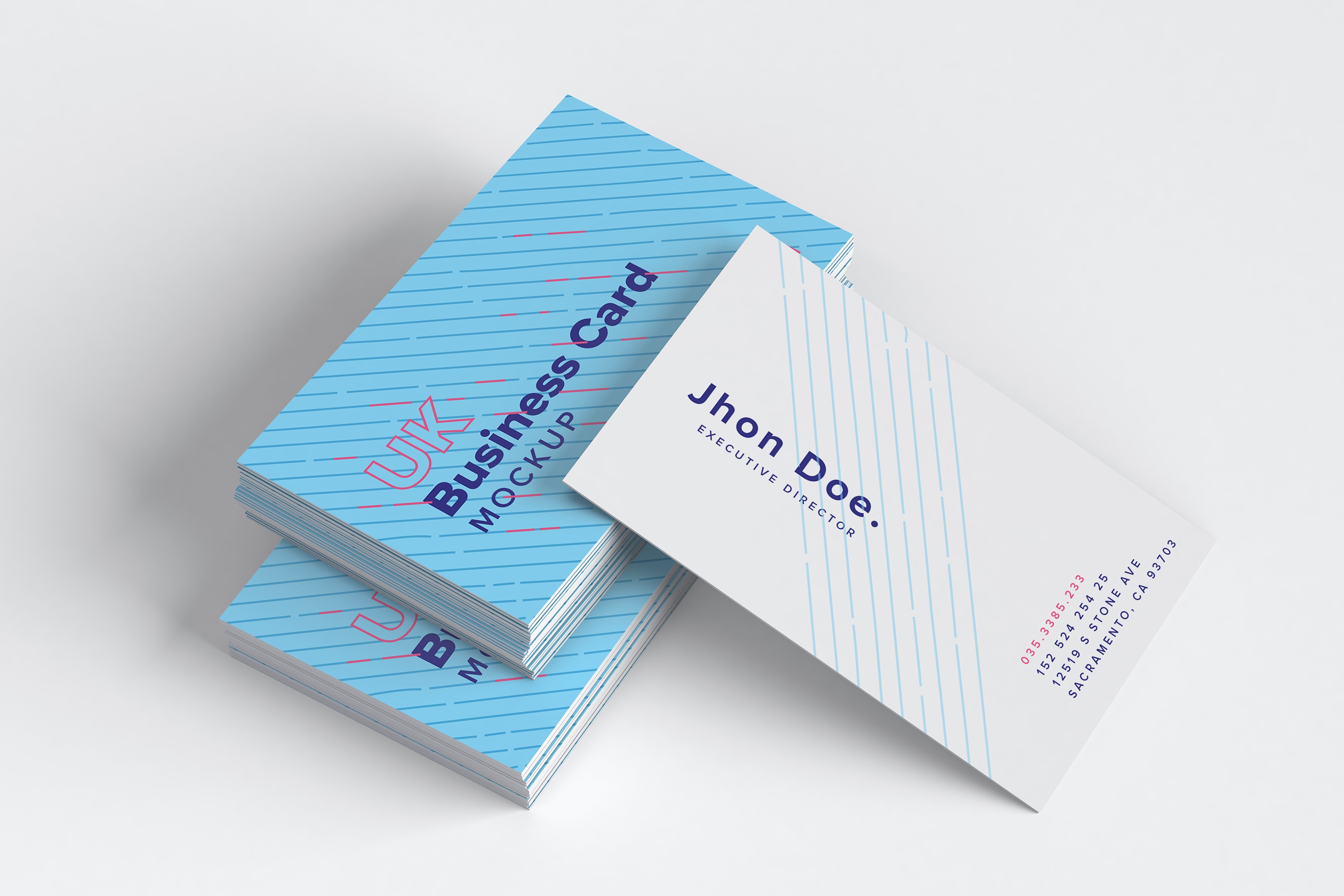 英国尺寸标准企业名片设计图预览样机09 UK Business Cards Mockup 09插图