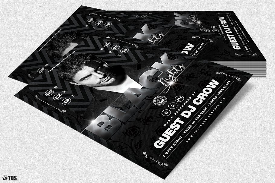 午夜DJ俱乐部活动传单PSD模板v2 Black Nights Flyer PSD V2插图(3)