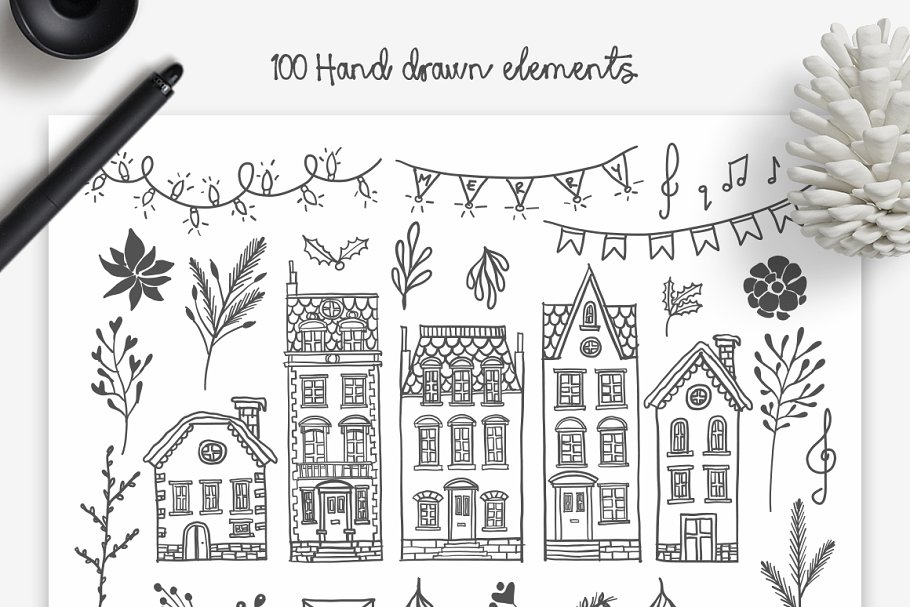 13款手写英文字体合集&Logo模板、矢量插画 Wonderland Fonts Pack & Branding Kit插图(48)