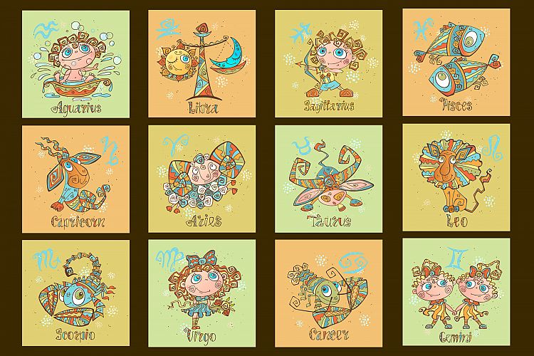 创意可爱风格十二星座插画合集插图(6)