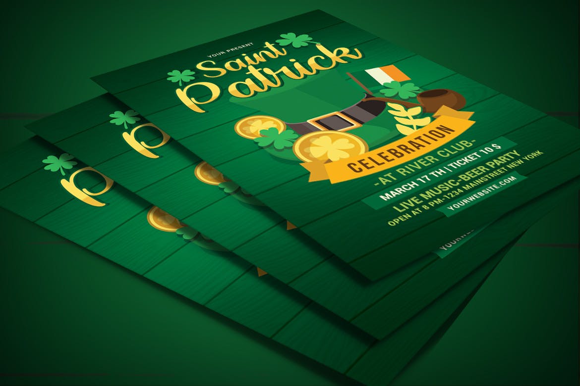 圣帕特里克节庆祝活动海报传单模板 Saint Patrick Day Celebration插图(3)