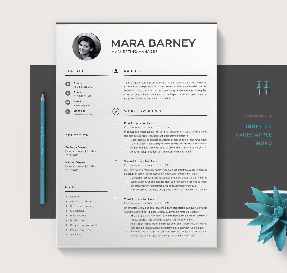 简约文字排版风格个人简历设计模板下载 Cv / Resume Template插图(3)