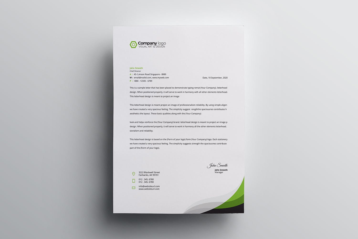 简约风企业信笺信纸设计模板 Letterhead插图(1)