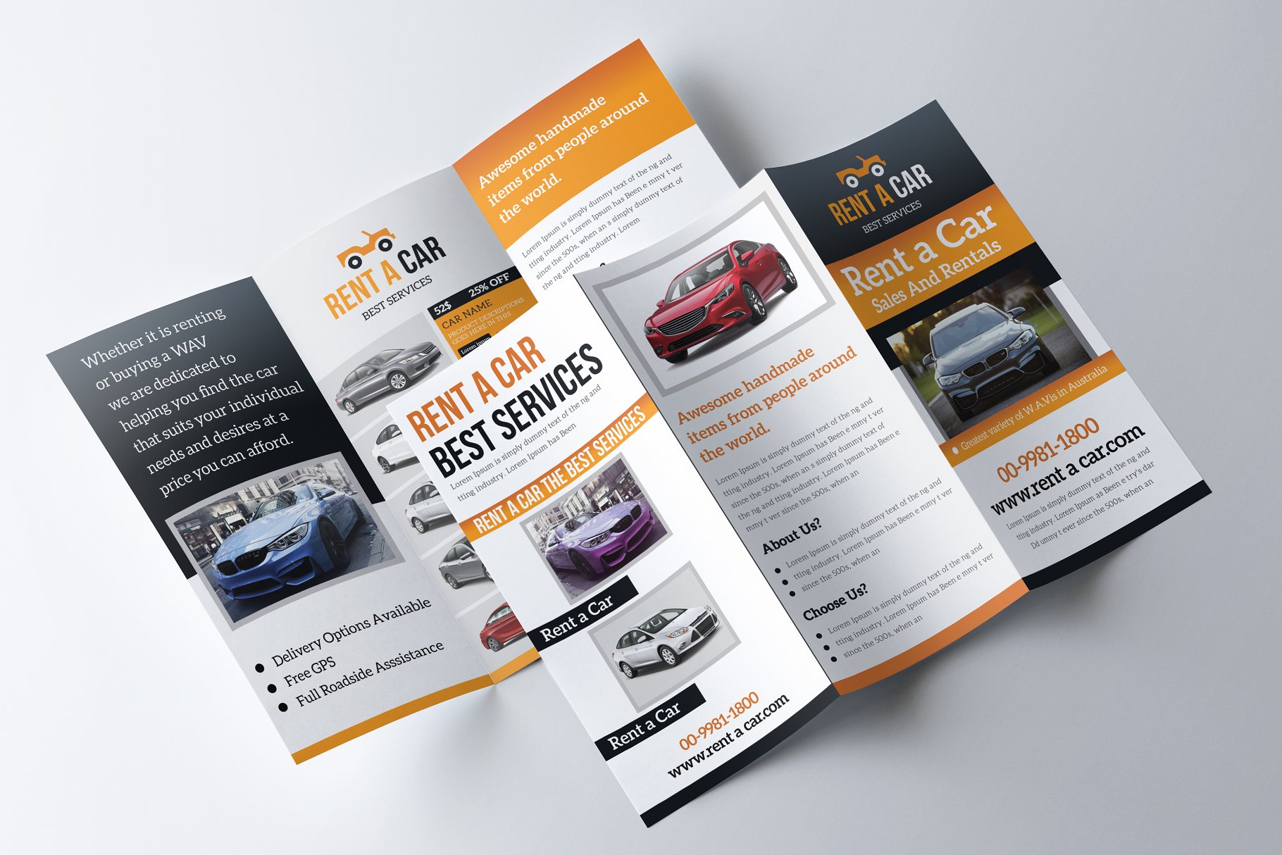 汽车租赁宣传三折页小册子  Rent a Car Trifold Brochure插图(3)