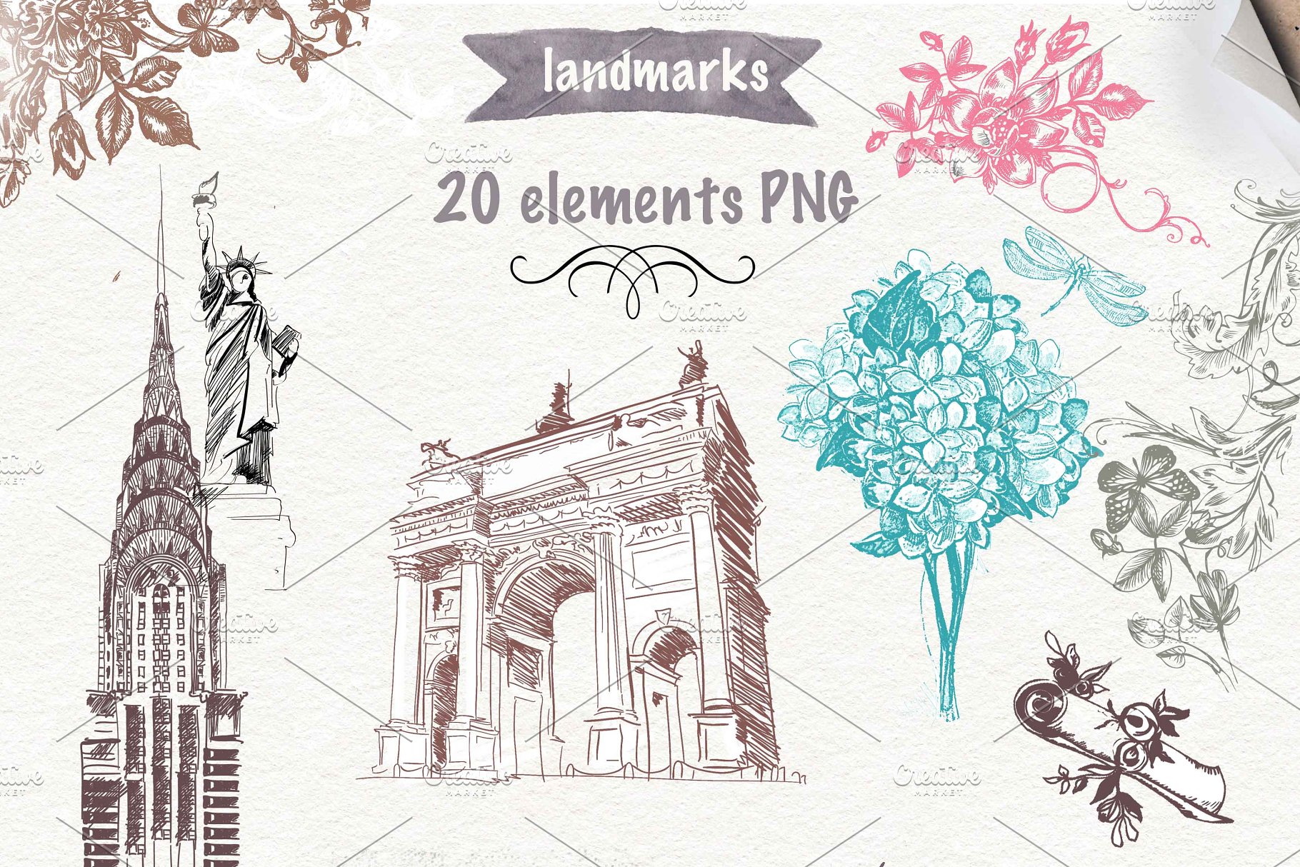 复古风水彩明信片插画 2 in 1!! Vintage style post-cards插图(2)