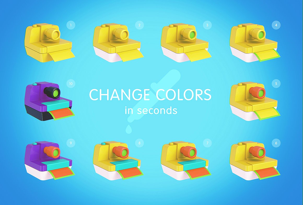 Bright Travel Items Scene Generator卡通风格的旅游物品展示样机下载 1.38 GB[psd]插图(13)