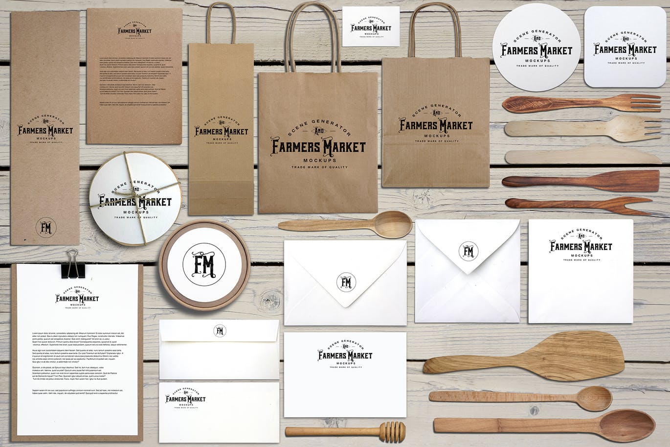 农民市场健康绿色有机食品场景VI样机展示模型mockups插图(14)