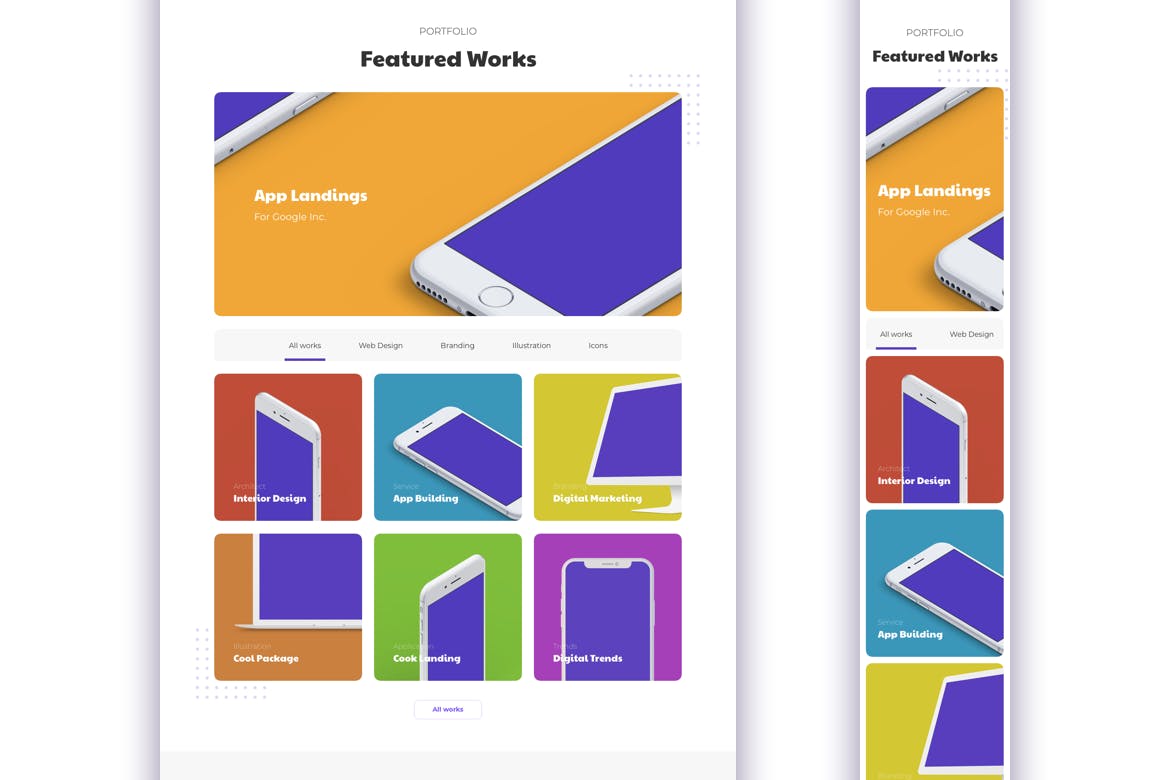 响应式设计风格作品集网站着陆页模板 Portfolio Responsive Landing Page插图(3)