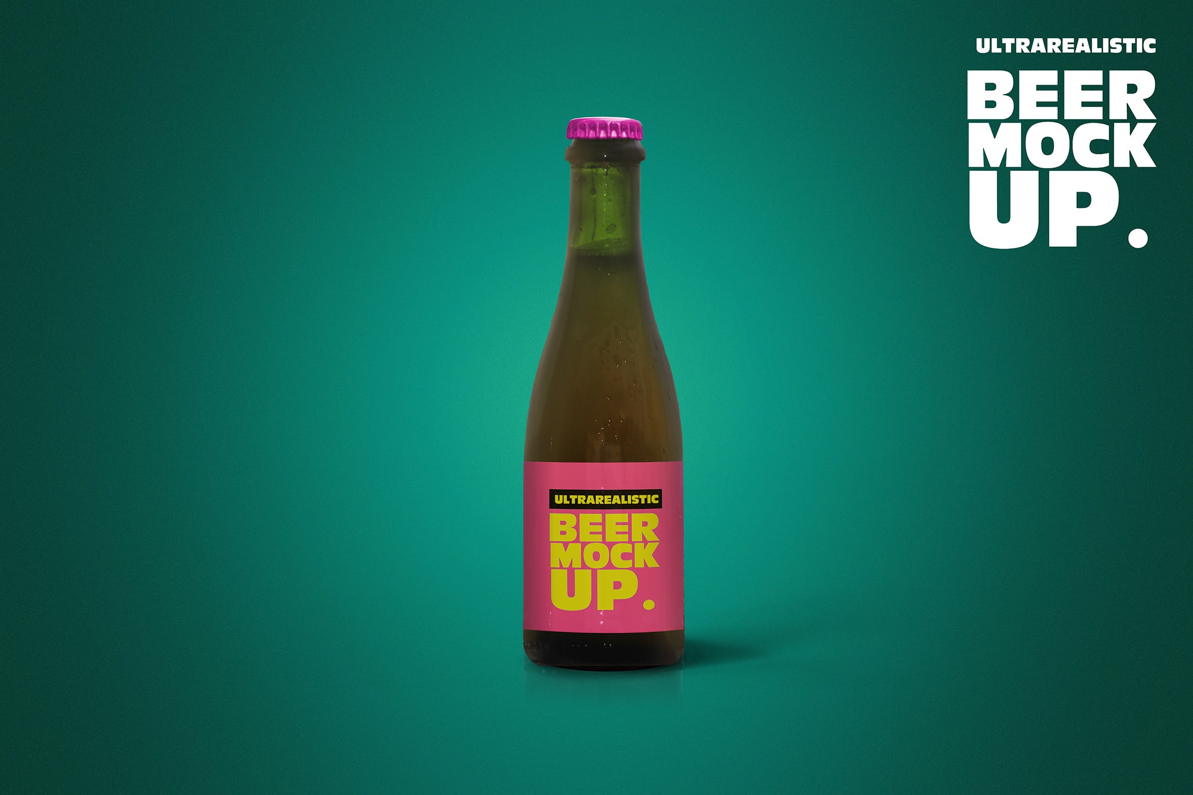 37cl棕褐色啤酒瓶外观设计图素材库精选模板 Clean 37cl Tan Beer Mockup插图