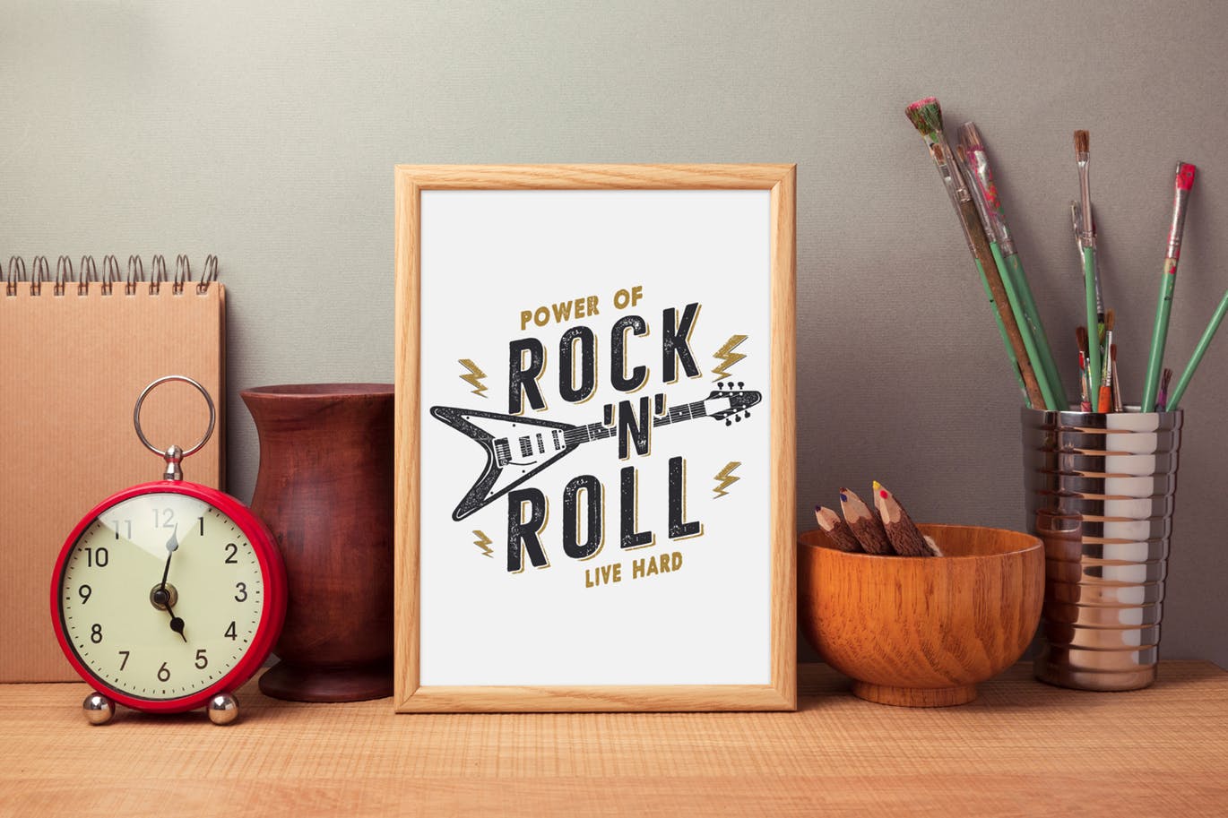 T恤复古设计风格摇滚音乐主题印花图案插画 Music Rock n Roll Print for T-Shirt, Retro Design插图(4)