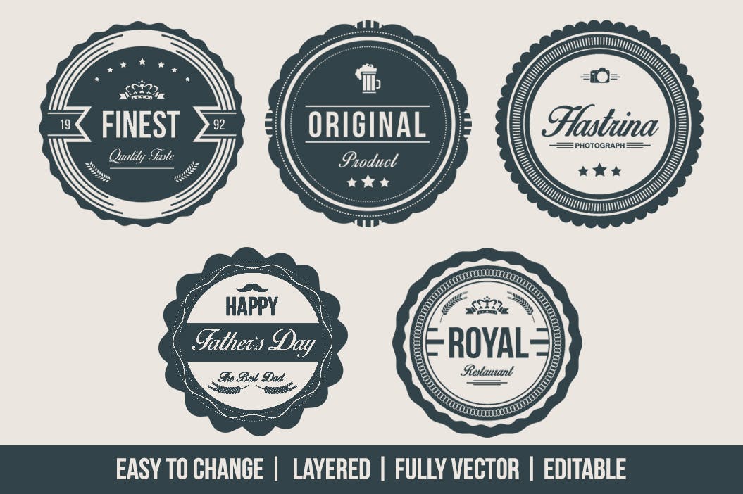 5款复古设计风格徽章/Logo设计模板 Authentic Vintage Labels插图(1)