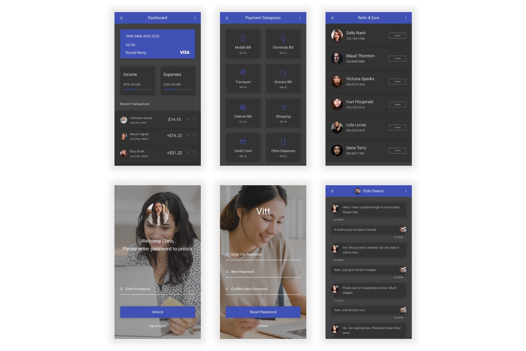 网上银行金融APP应用UI用户交互界面设计PSD模板 Vitt – Banking & Finance Photoshop UI Kit插图(12)