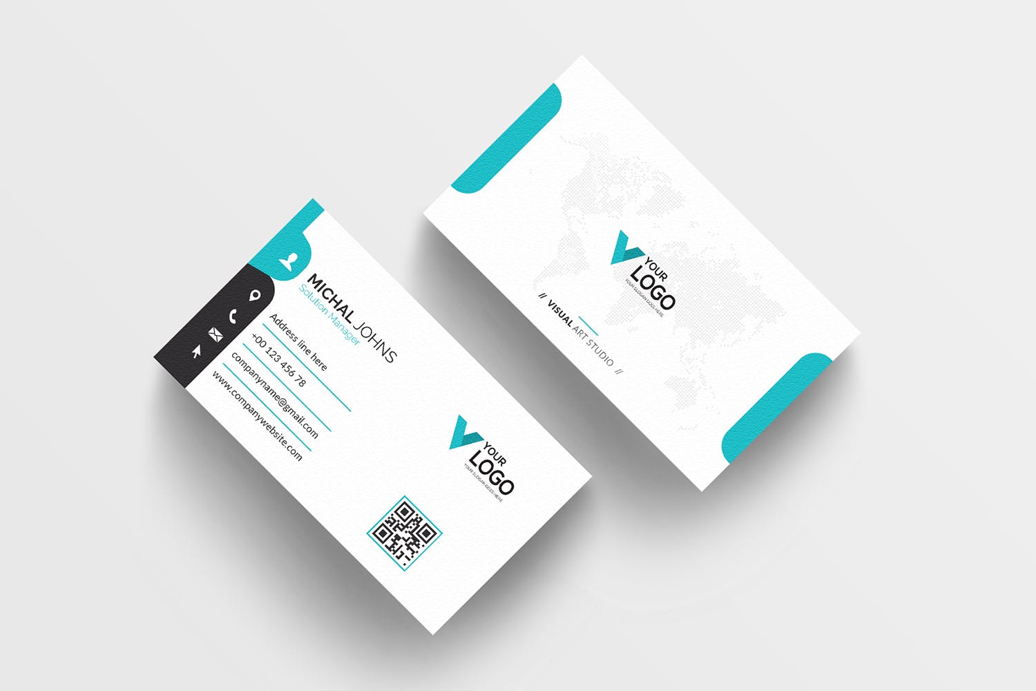 世界地图背景企业素材库精选名片模板 Business Card插图