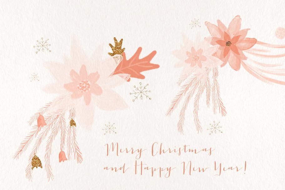 冬季花卉艺术剪贴画合集 Winter Floral Cliparts插图(2)