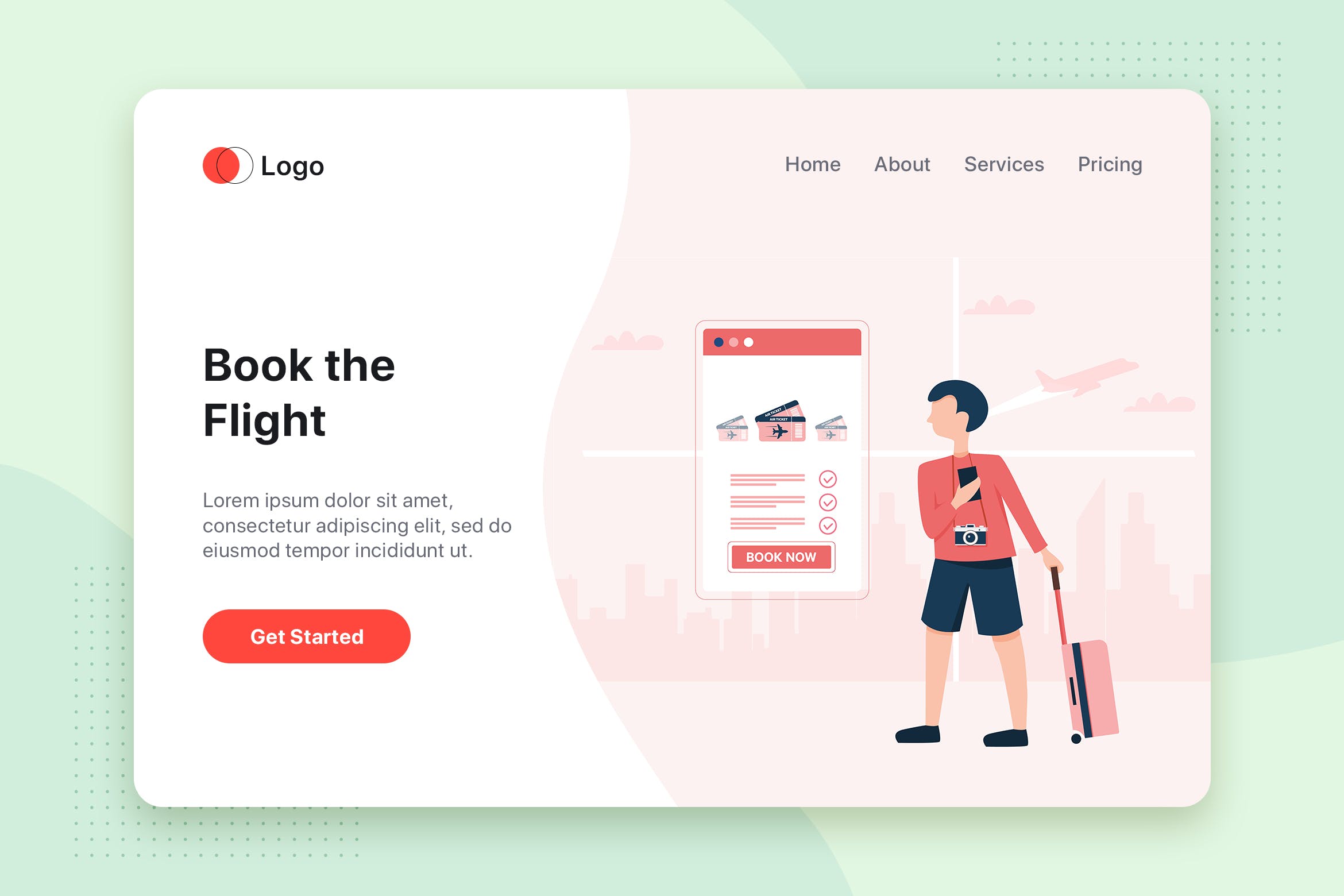 预订航班-旅行主题扁平设计风格矢量插画 Book a flight – Travel flat illustration concept插图