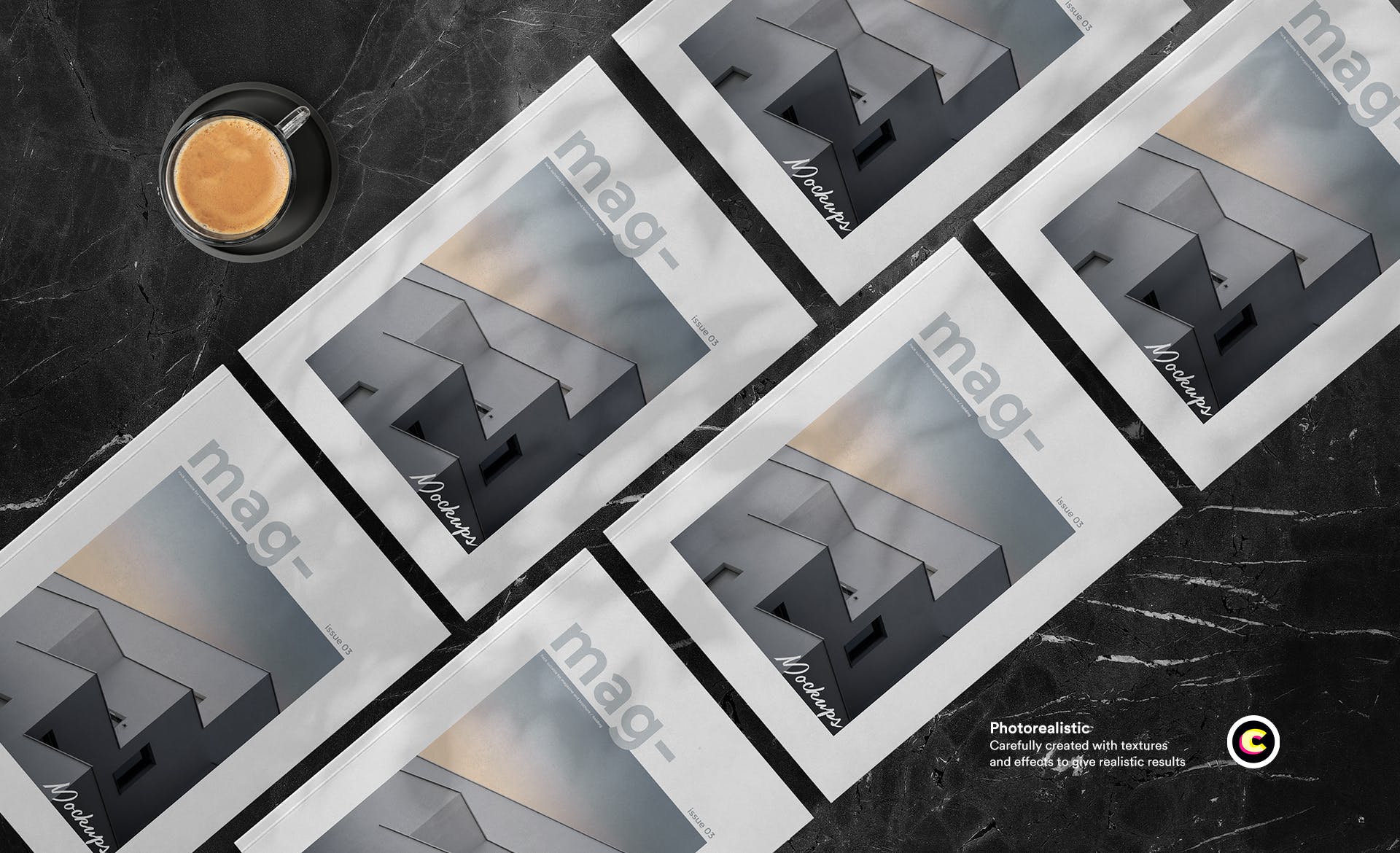 植物阴影大理石背景杂志版式设计预览样机素材库精选模板 Magazine Mock Up插图(2)