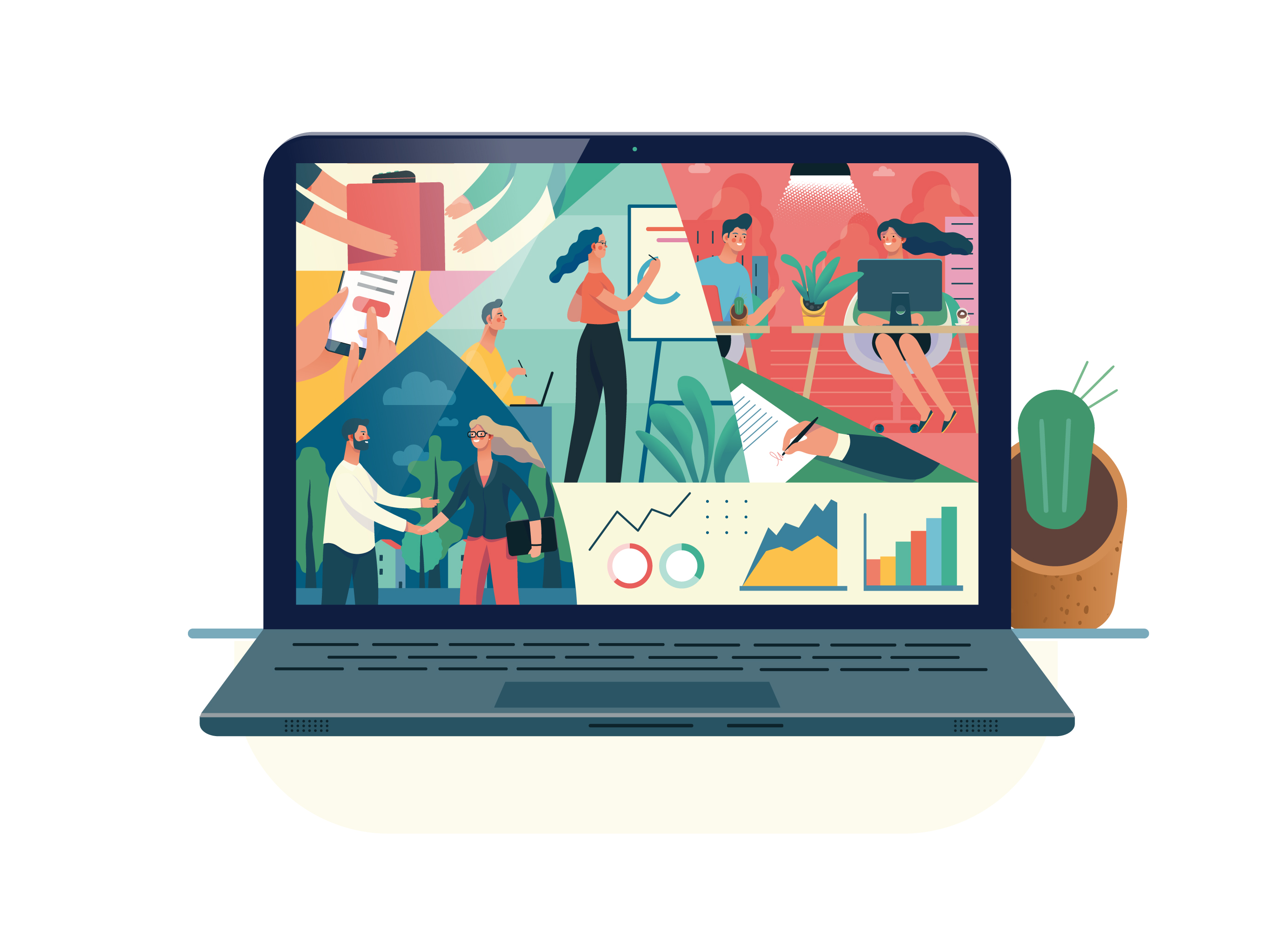 互联网多种商业业务概念扁平化插画下载[Ai]插图(26)