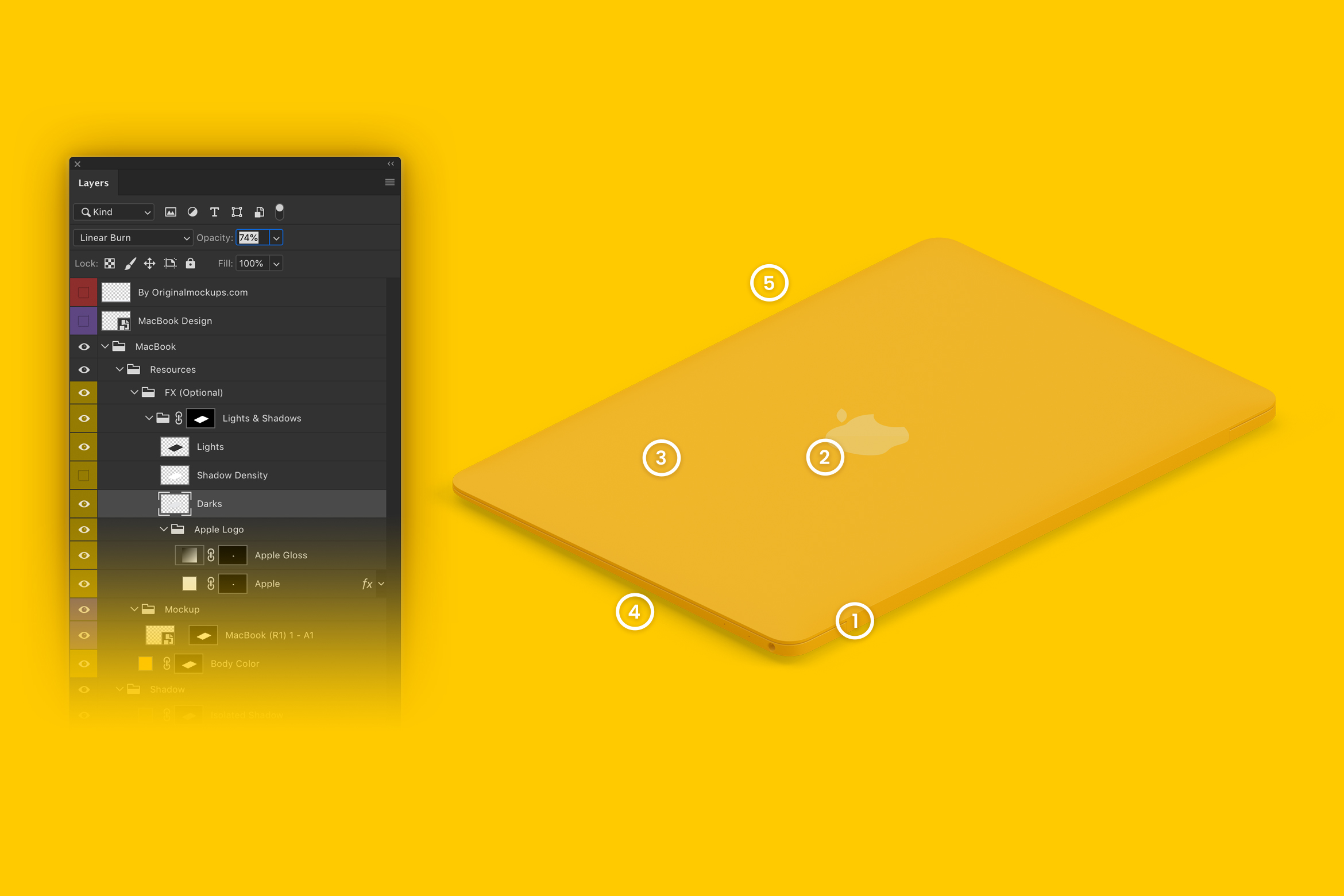 MacBook苹果笔记本电脑等距左视图黏土样机03 Clay MacBook Mockup, Isometric Left View 03插图(5)