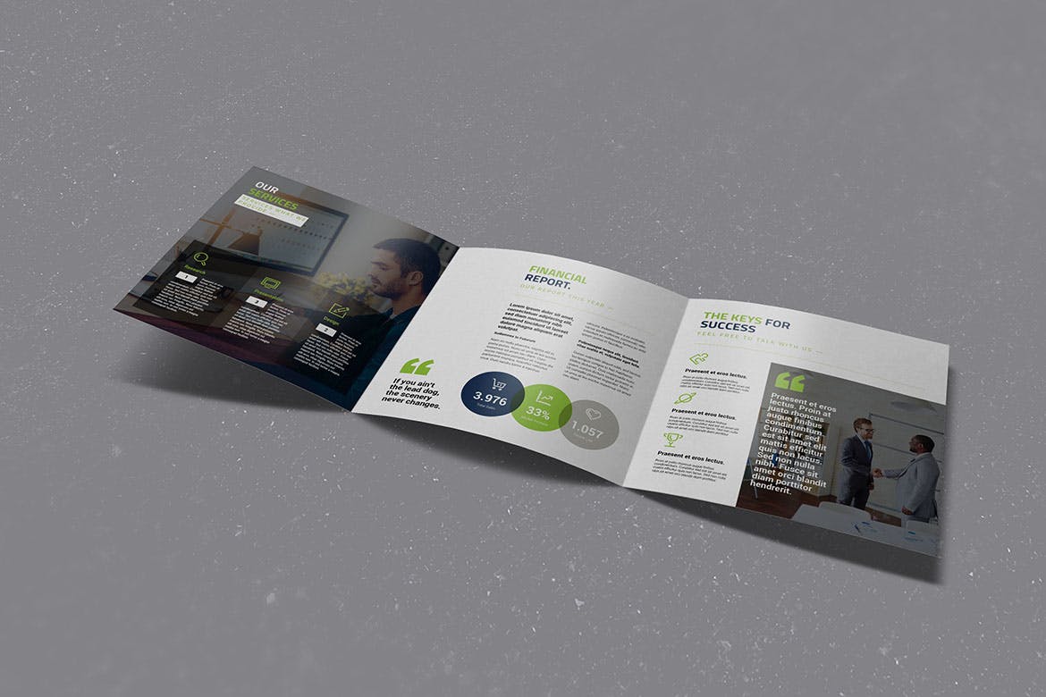 三折页品牌/企业介绍宣传单设计模板 King Julian Square Trifold插图(1)