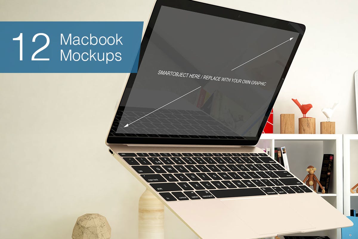 12款Macbook笔记本电脑设备样机 Laptop Mockup – 12 Poses插图