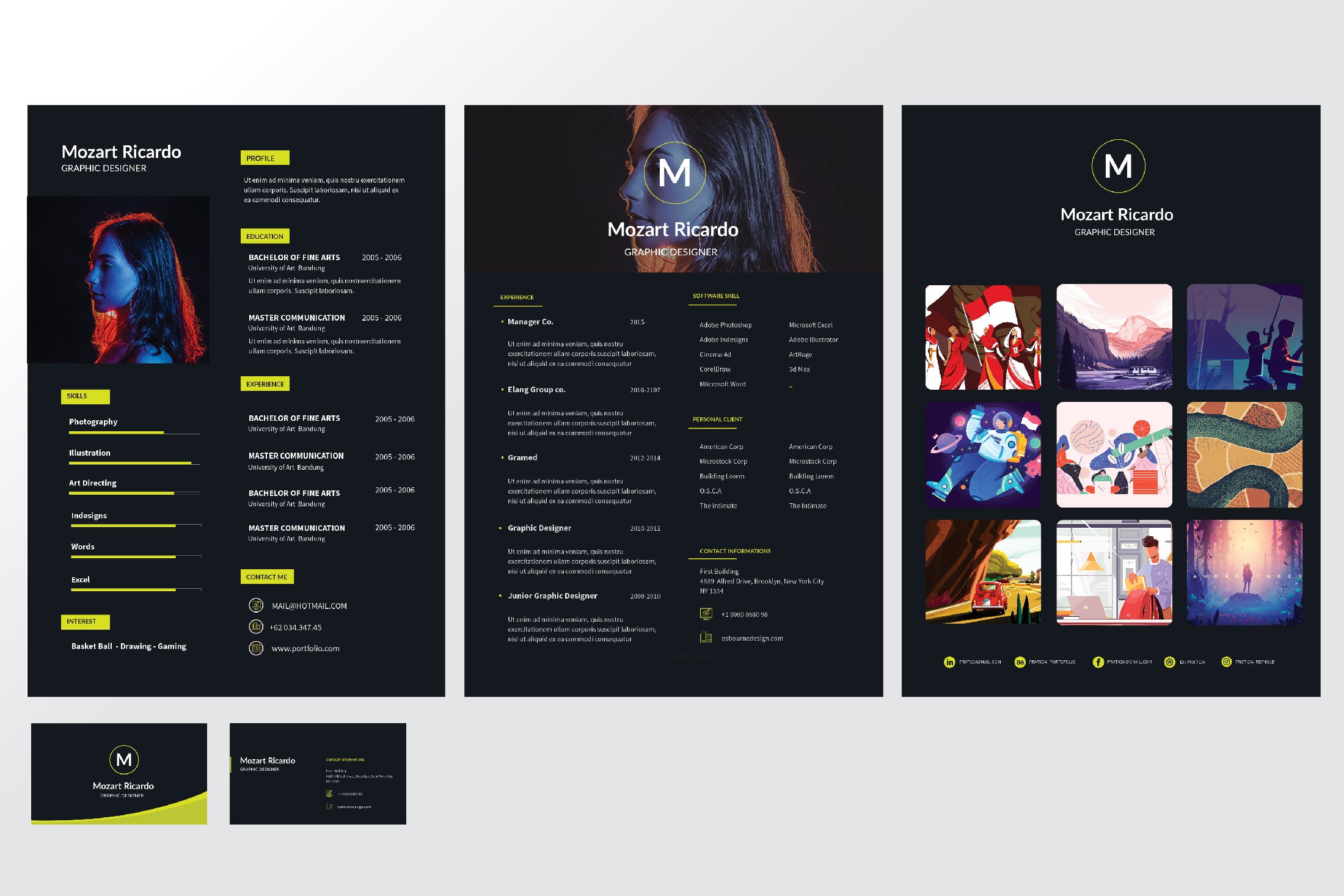 简约风简历&企业名片设计模板合集下载 Simple Resume + Bussiness Card插图(2)