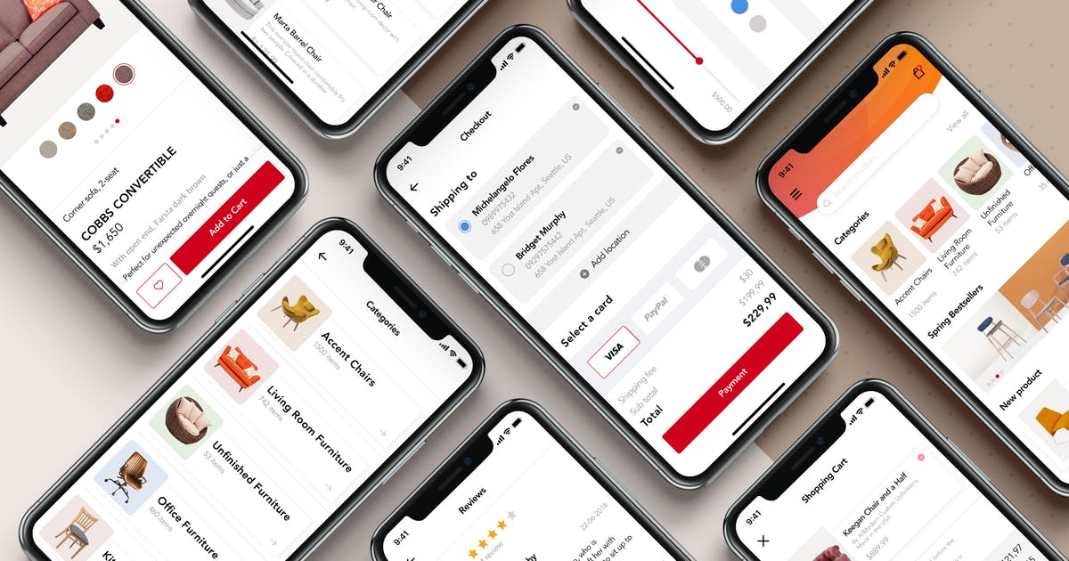现代家具商城APP应用UI设计套件for SKETCH Modern Furniture App UI Kit插图
