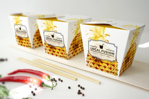 食品外卖纸盒样机模板 Food Box Mockup插图(4)