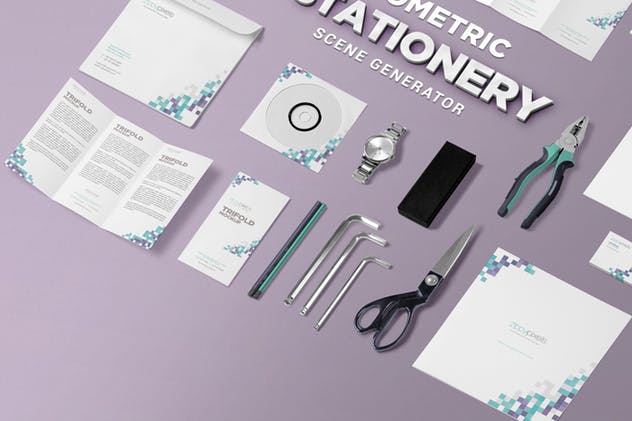 办公用品等距场景样机设计模板 Isometric Stationery Scene Creator插图(5)