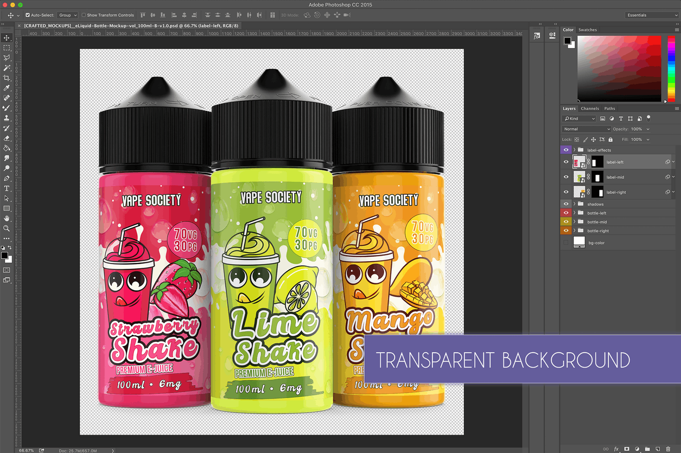 果味型电子烟烟油瓶外观设计模板 eLiquid Bottle Mockup v 100ml-B插图(6)