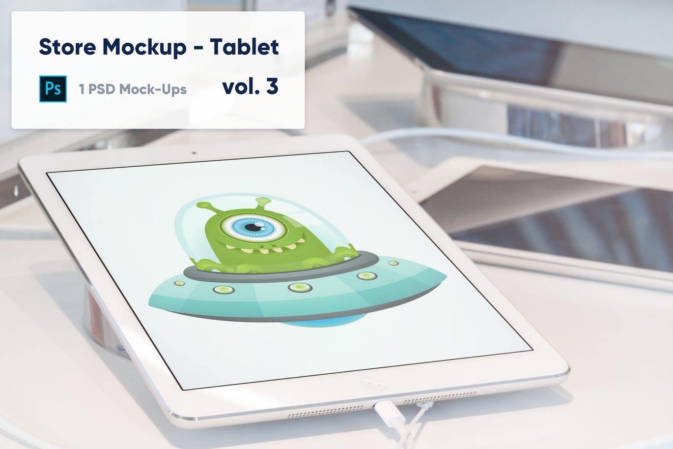 零售店场景平板电脑屏幕预览素材库精选样机模板v3 Tablet Mockup in the Store – Vol. 3插图