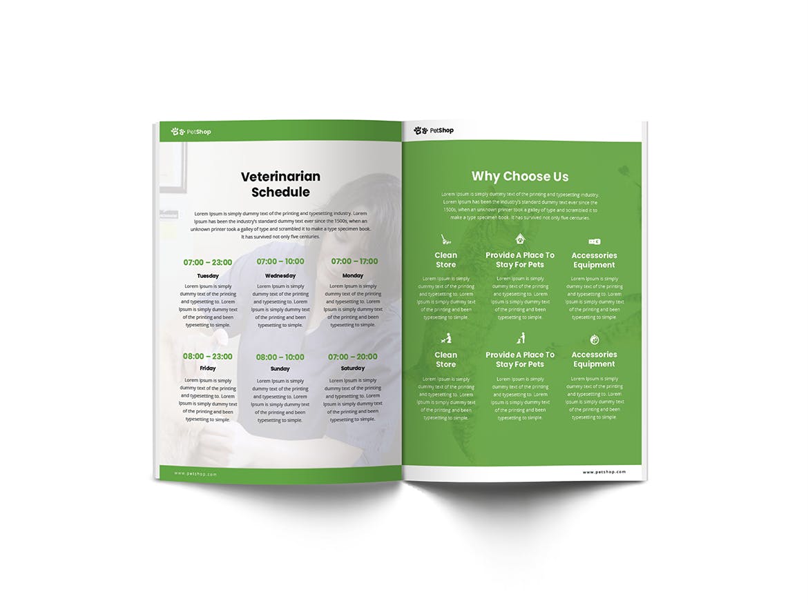 A4纸尺寸宠物医院/宠物店简介画册设计模板 Pet Shop A4 Brochure Template插图(8)