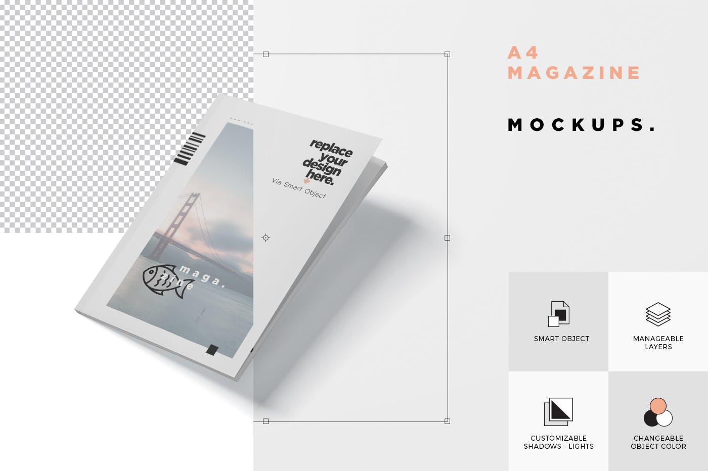 A4尺寸大小杂志封面&内页版式设计图样机素材库精选 Magazine Mockup – A4 210×297 mm Size插图(6)