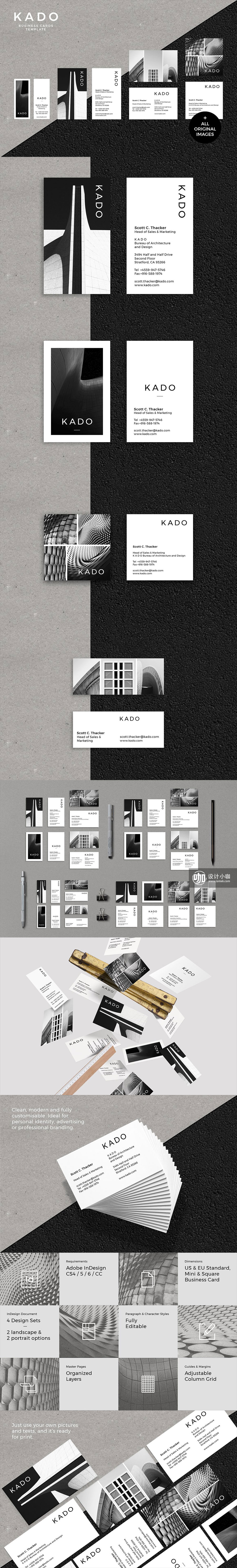 素材库下午茶：高端设计感极强的极简主义商业时尚名片模版下载[INDD]