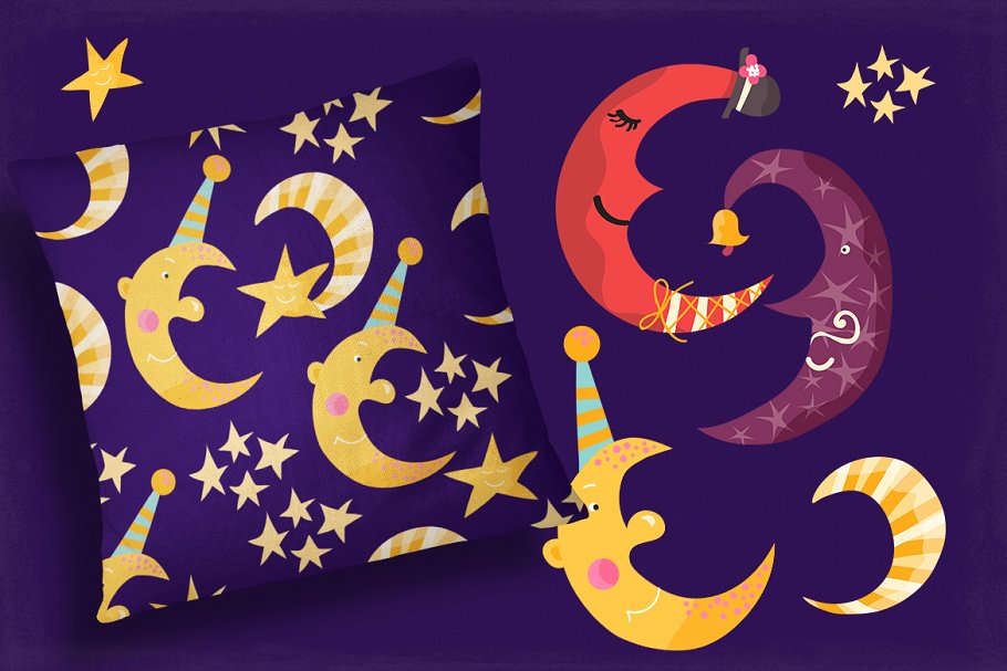 太阳，星星和月亮手绘剪贴画素材 Sun, Stars and Moon插图(6)