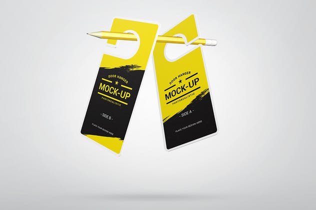 酒店房间门架标签样机模板 Door Hanger Mockups插图(3)