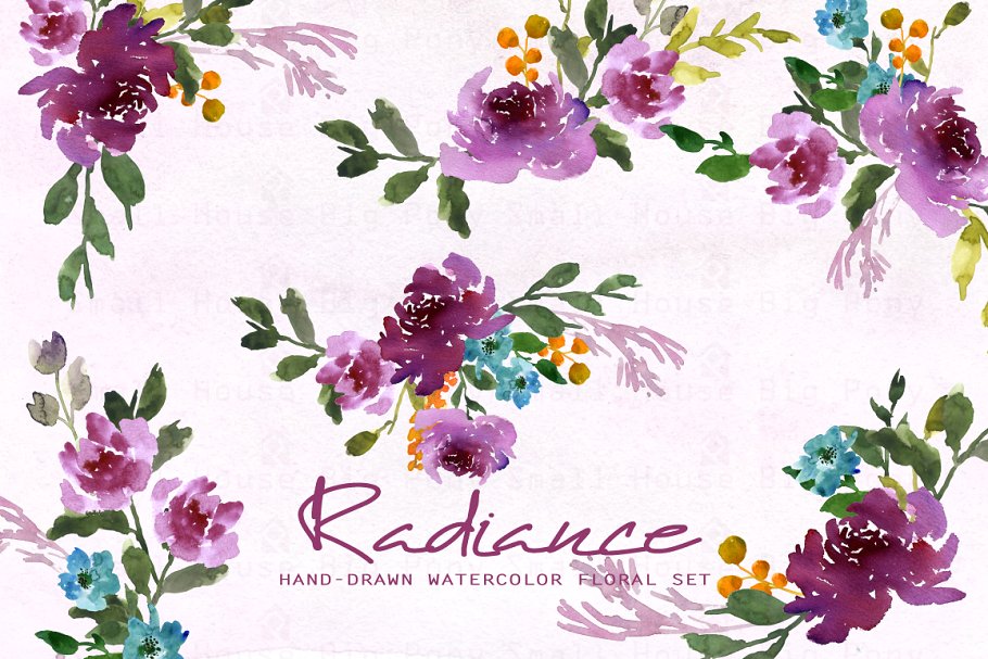 花卉水彩剪贴画 Radiance-Watercolor Clip Art插图(3)