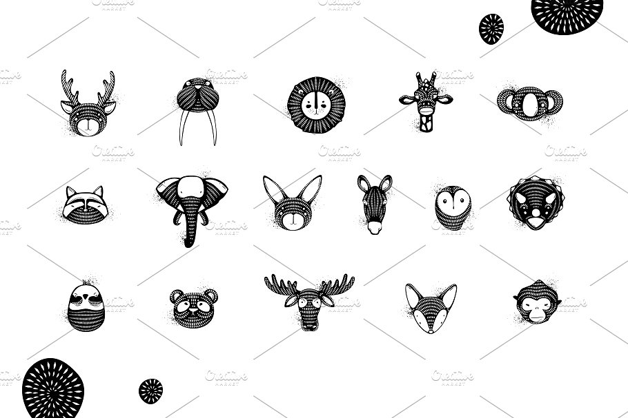 动物工艺装饰图案插画 Graphic Animals插图(1)